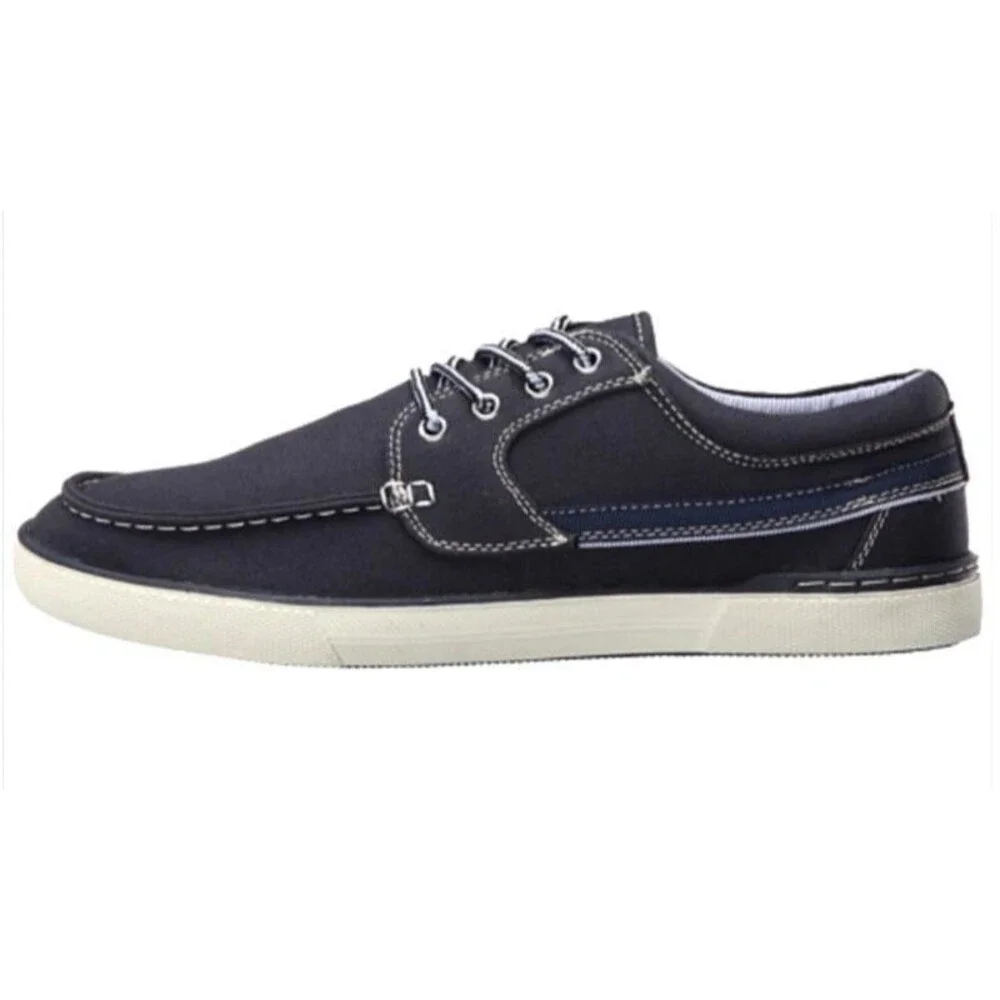 Antonio Zengara Boat Shoes Men's Size 7.5 Moc Toe Slip-ons Oceana Navy Canvas